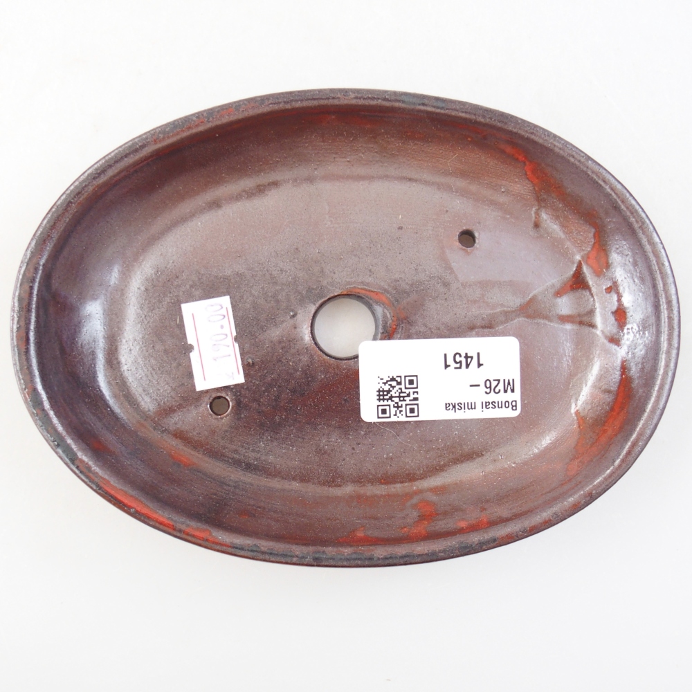 Keramická miska na bonsaje 15,5 x 11 x 2,5 cm, metalická červená