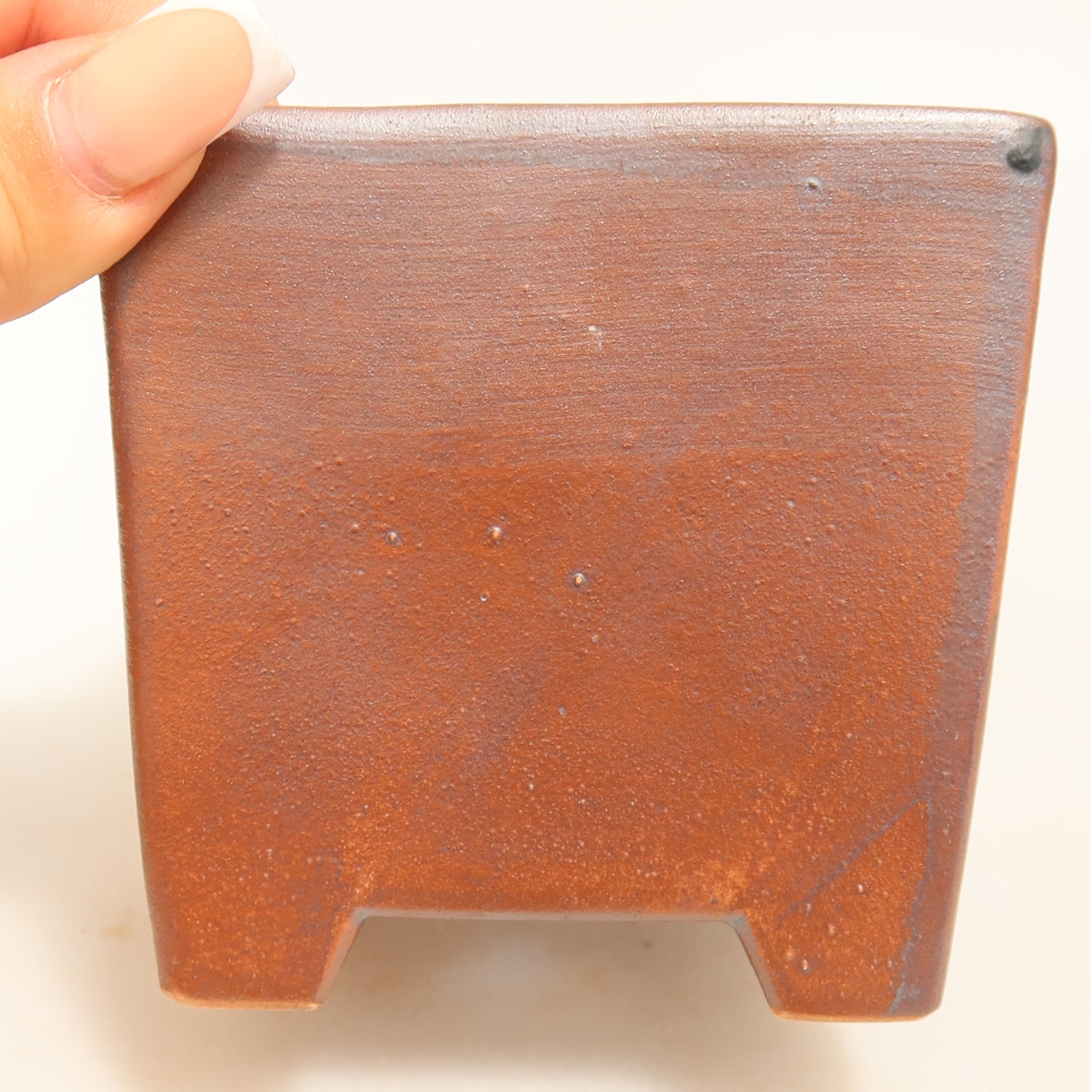 Keramická miska na bonsaje 9 x 9 x 8,5 cm, farba: kovová