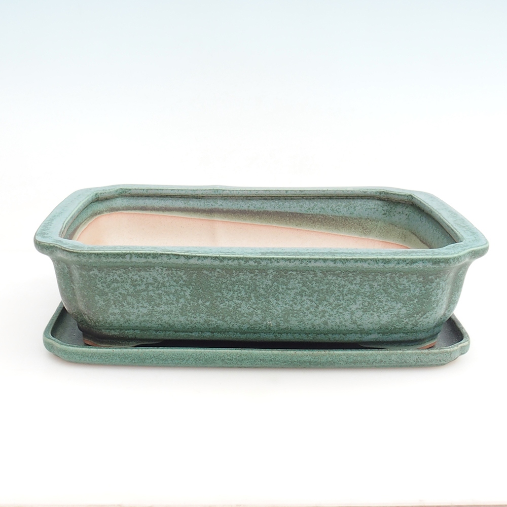 Miska na bonsaj + tanier H20 - 26,5 x 21,5 x 6,5 cm. - zelená