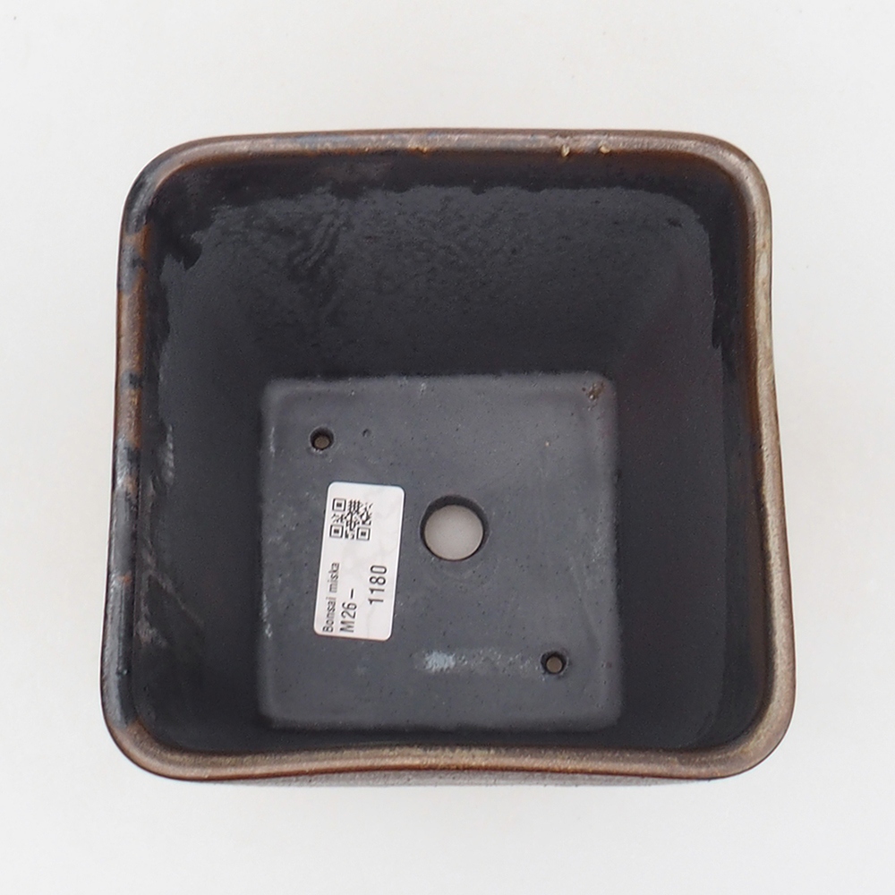 Keramická miska na bonsaje 14 x 14 x 15 cm, hnedá