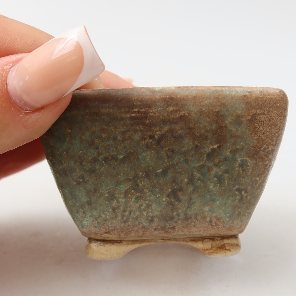 Keramická miska na bonsaje 6 x 6 x 4 cm, zelená