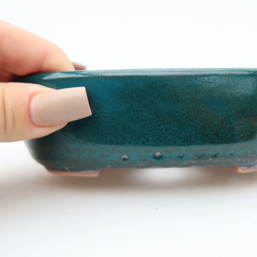 Keramická miska na bonsaje 13 x 8,5 x 4 cm, farba zelená