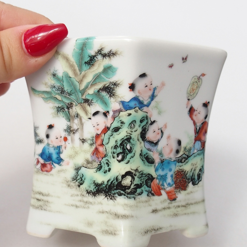 Keramická miska na bonsaje 10,5 x 9,5 x 9 cm, farba biela