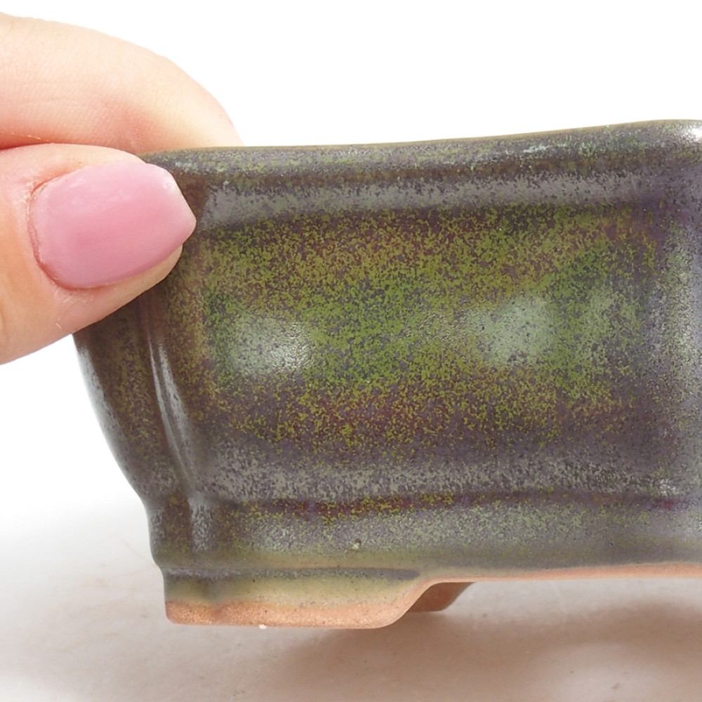 Keramická bonsai miska 15,5 x 11,5 x 4,5 cm, farba  zelená