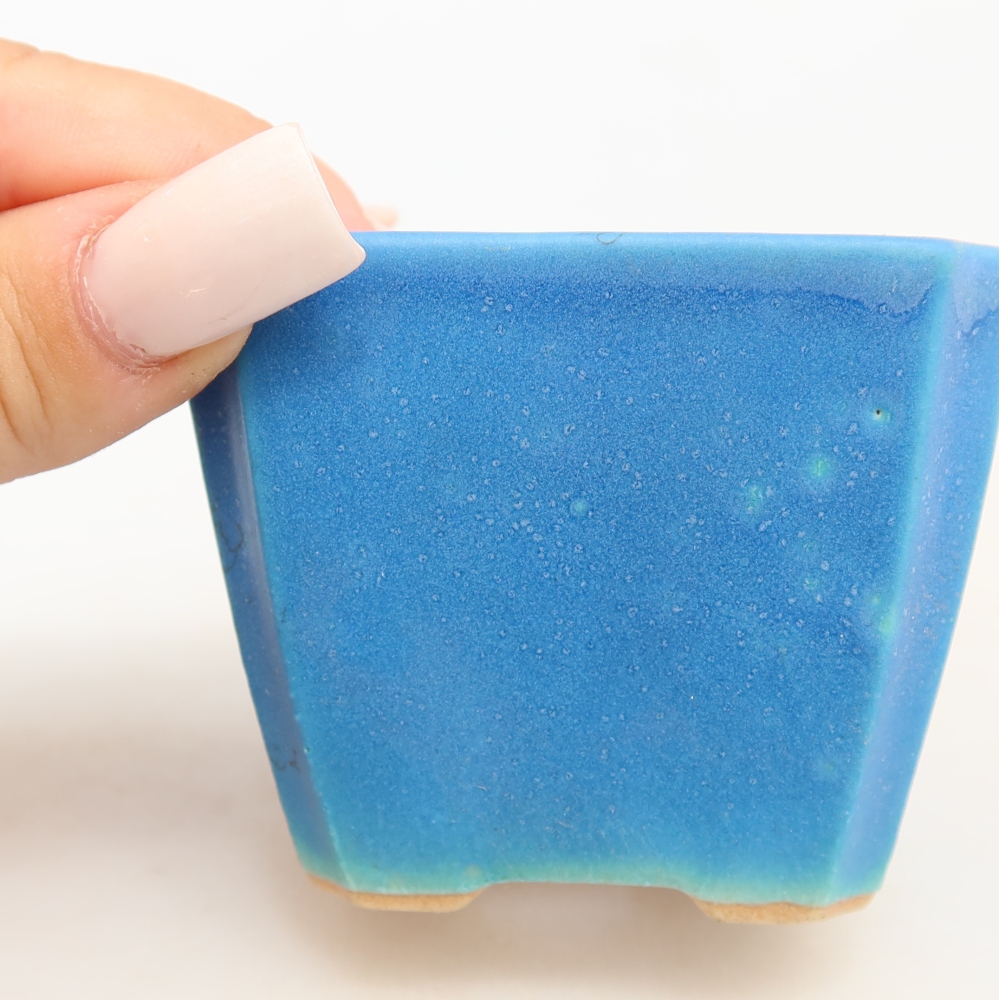 Keramická miska na bonsaje 7 x 7 x 5,5 cm, farba modrá