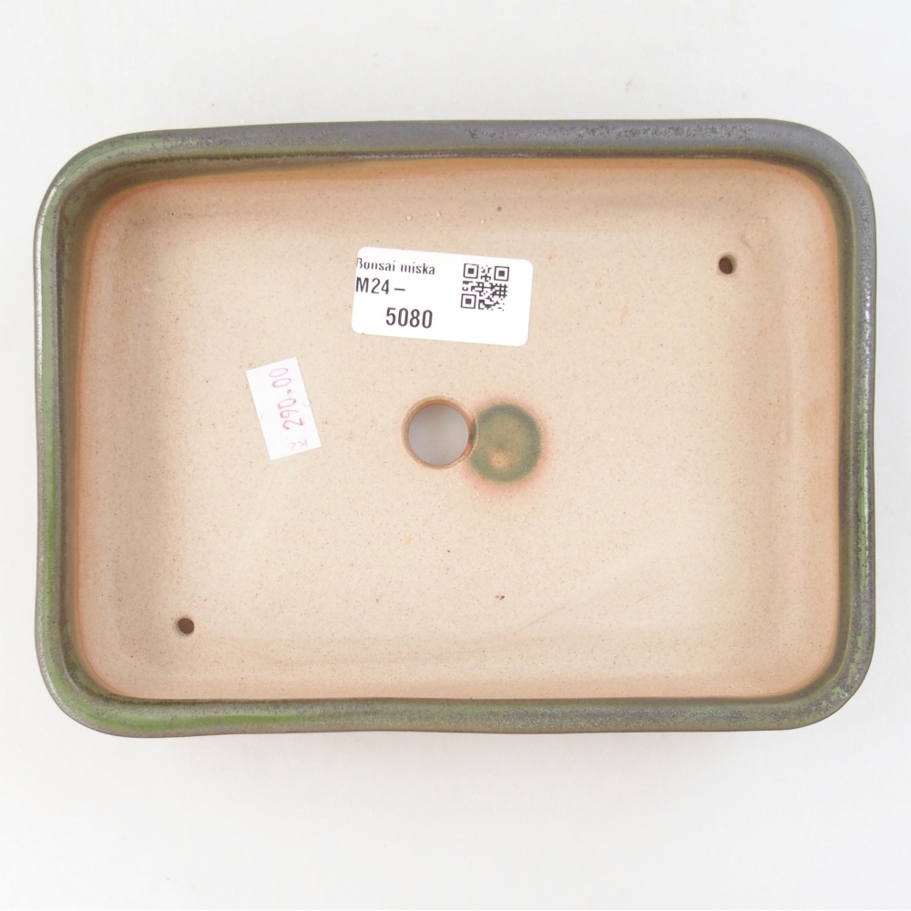 Keramická bonsai miska 18 x 13,5 x 4 cm, farba zelená