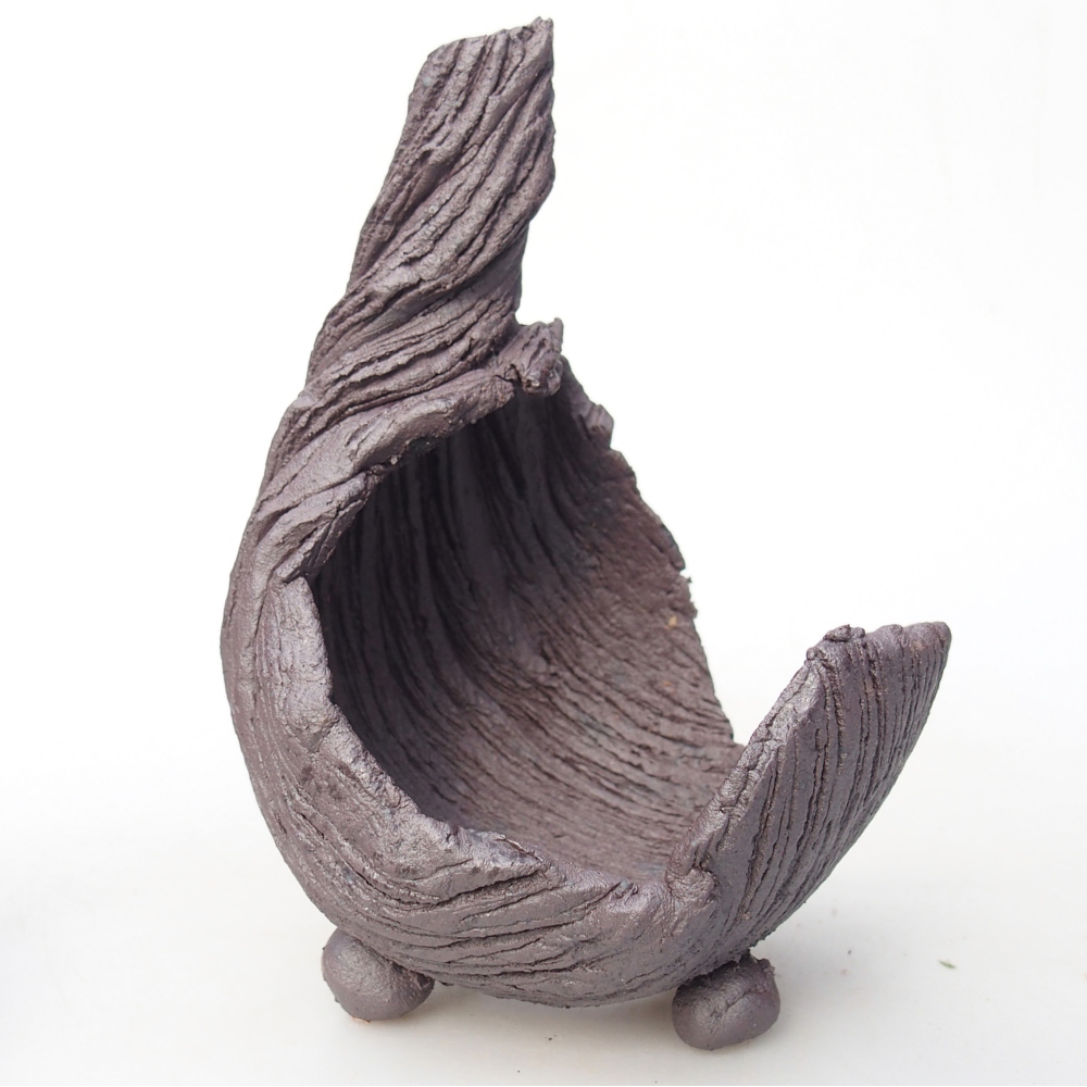 Keramická mušľa 8 x 9 x 12,5 cm , kovová farba