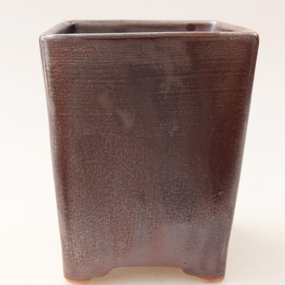 Keramická miska na bonsaje 9 x 9 x 11,5 cm, farba hnedá