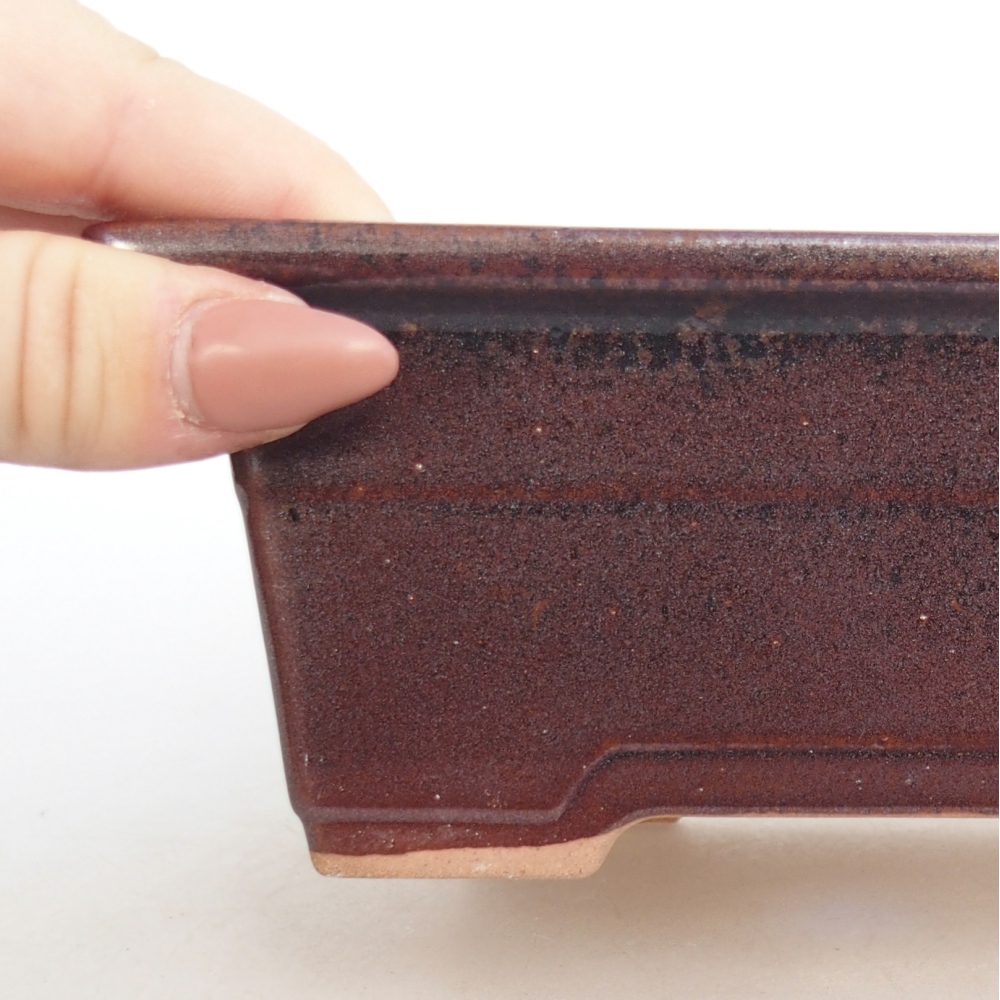 Keramická miska na bonsaje 16 x 12 x 6 cm, bordová