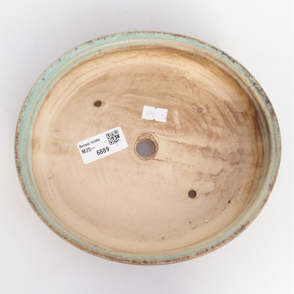 Keramická miska na bonsaje 21 x 19 x 4 cm, zelená