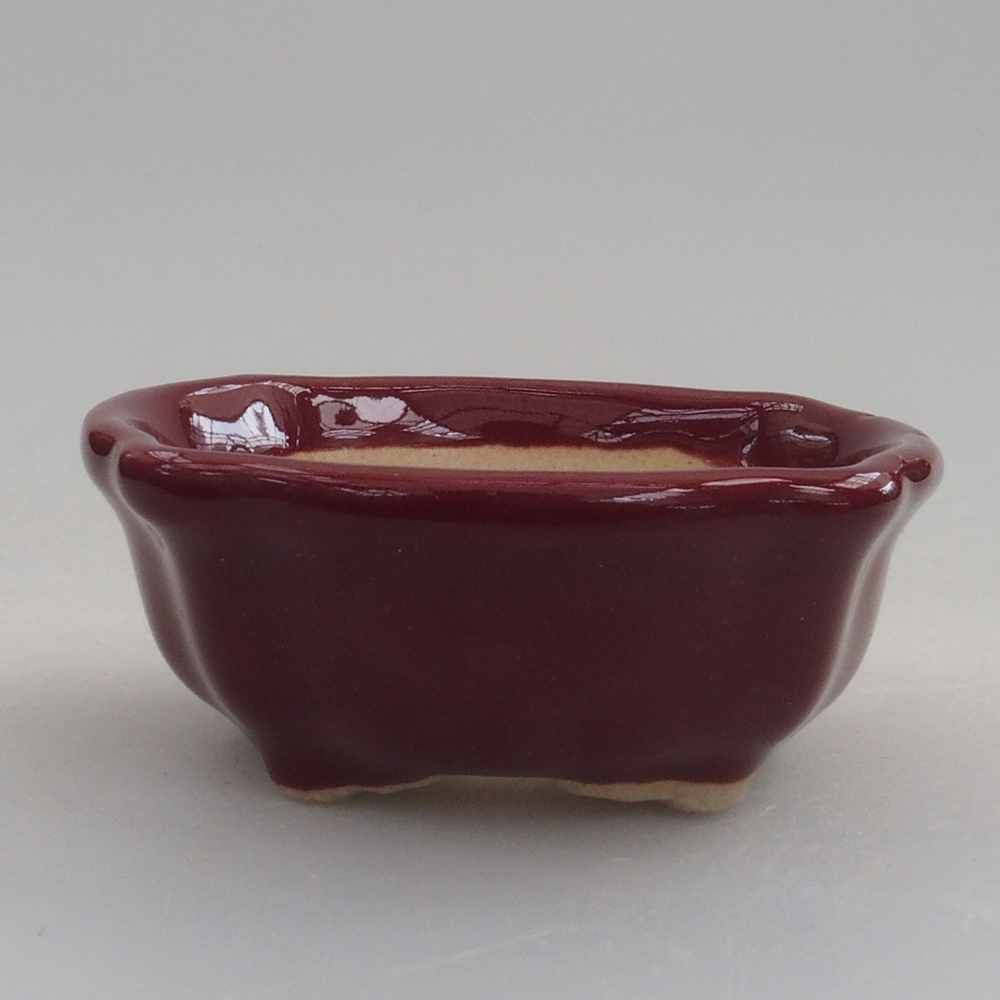 Mini bonsai miska 6 x 6 x 2,5 cm, farba vínová