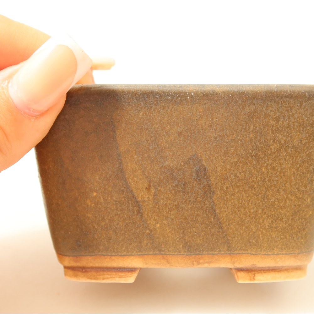 Keramická miska na bonsaje 8,5 x 8,5 x 5,5 cm, hnedá