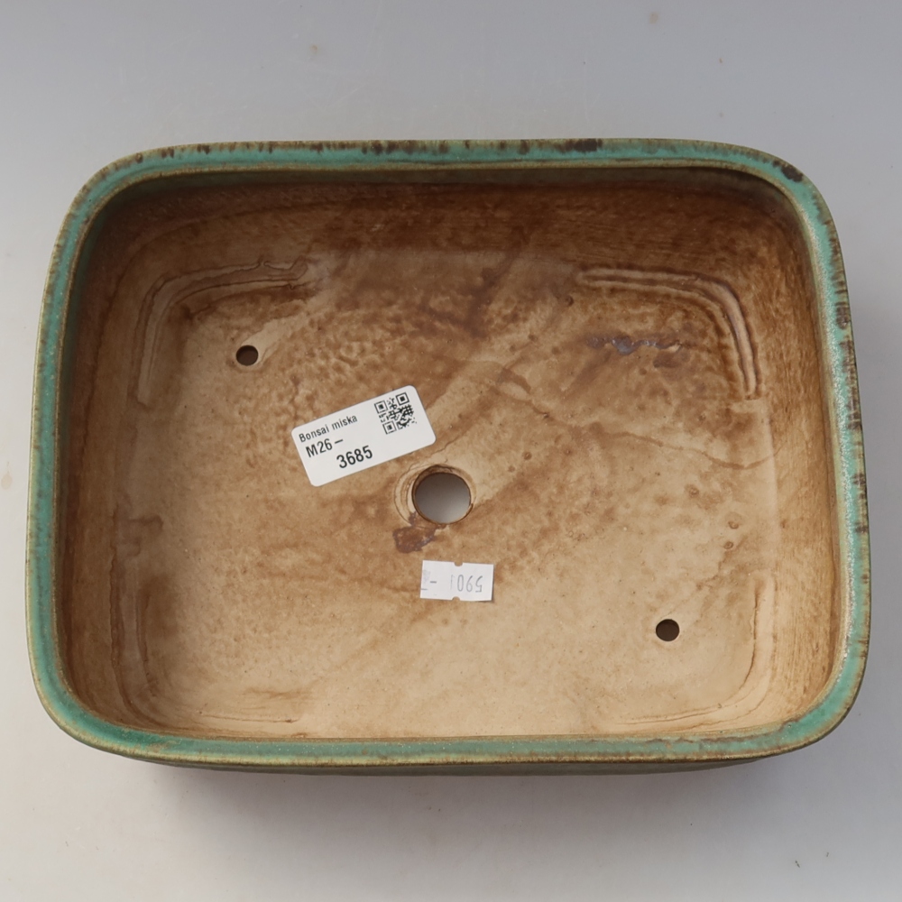 Keramická miska na bonsaje 22,5 x 18 x 6 cm, farba zelená