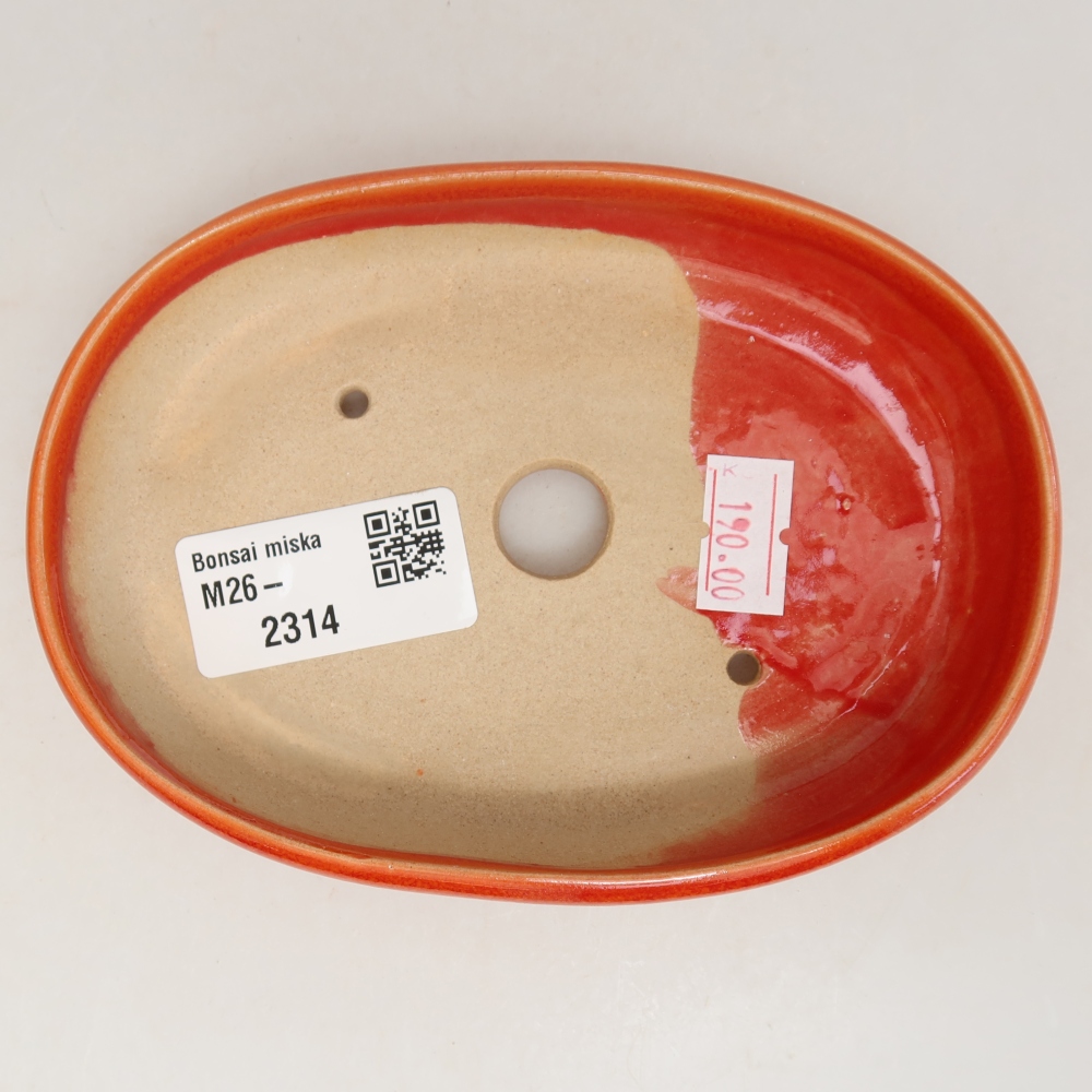 Keramická miska na bonsaje 13 x 9,5 x 2,5 cm, farba oranžová