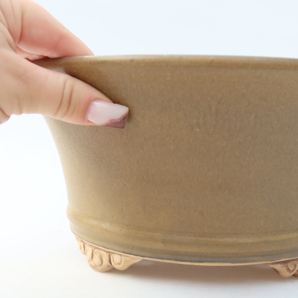 Keramická miska na bonsaje 24,5 x 24,5 x 11,5 cm, farba hnedá