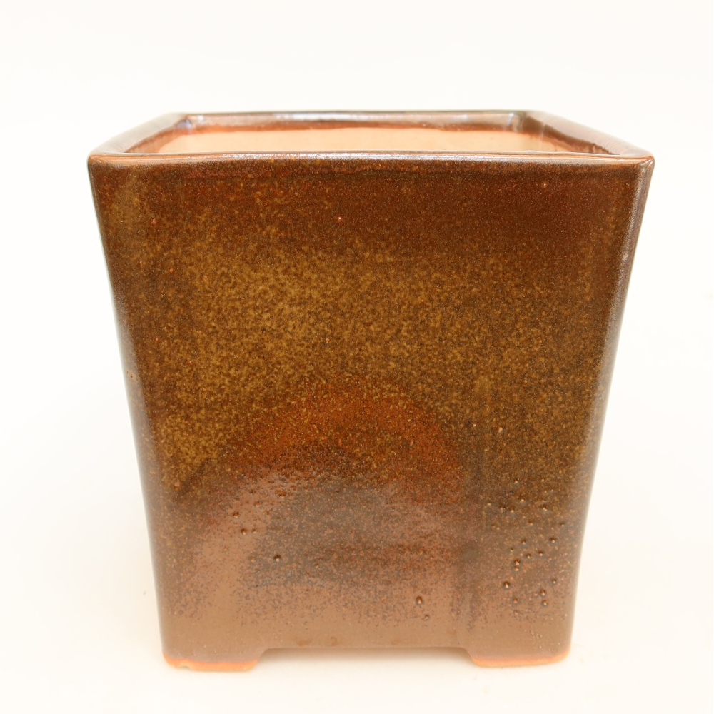 Keramická miska na bonsaje 13 x 13 x 14 cm, farba hnedá