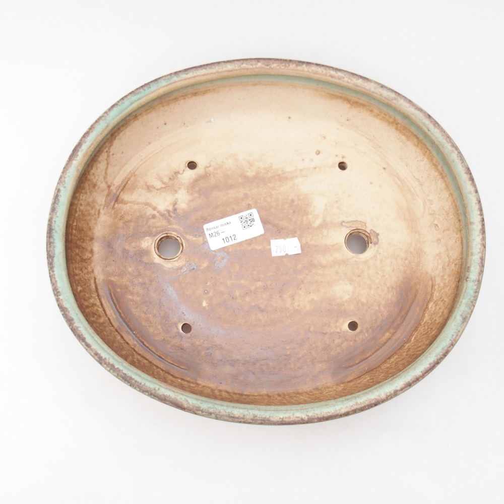 Keramická bonsajová miska 28 x 24,5 x 6 cm, zelená