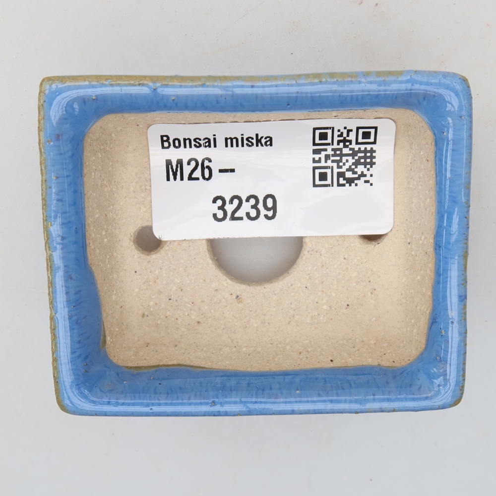 Keramická miska na bonsaje 6,5 × 6,5 × 2,5 cm, farba modrá