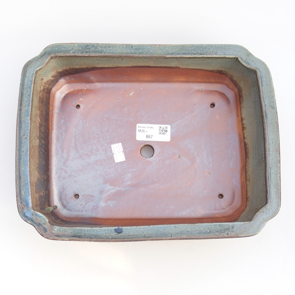 Keramická miska na bonsaje 28 x 21,5 x 7 cm, zeleno-hnedá