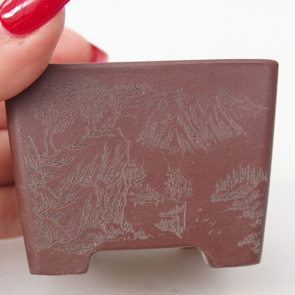 Mini bonsajová miska 6 x 6 x 4,5 cm, hnedá