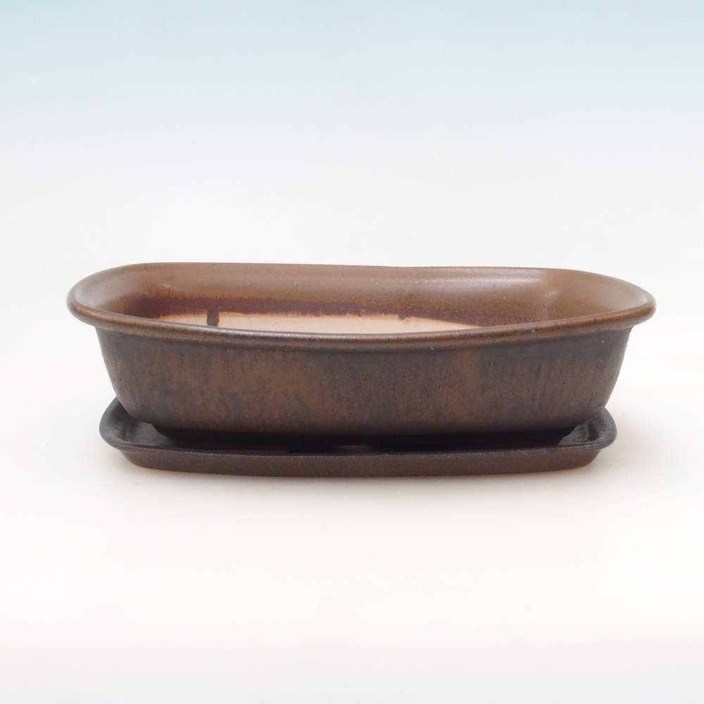 Bonsai miska + podmiska H09 - 30 x 23 x 7,5 cm. - hnedá
