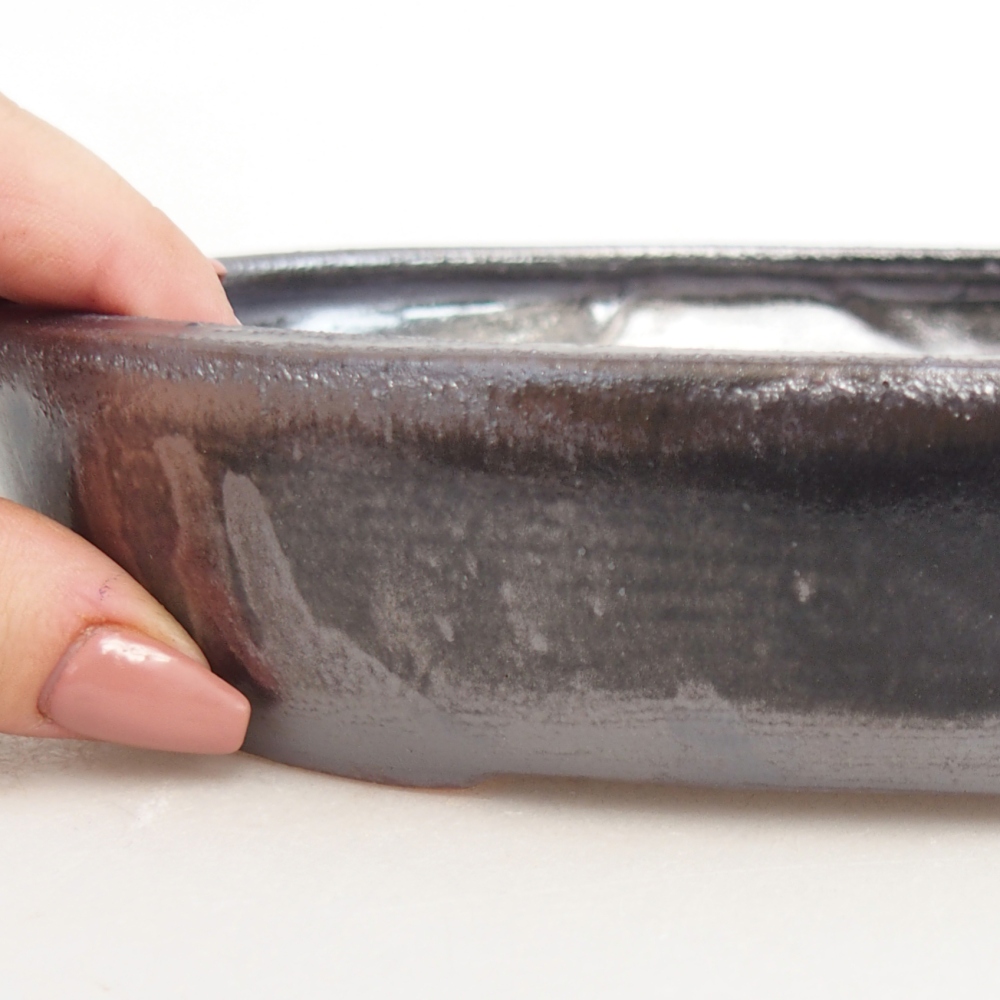 Keramická miska na bonsaje 22 x 17 x 4 cm, čierna