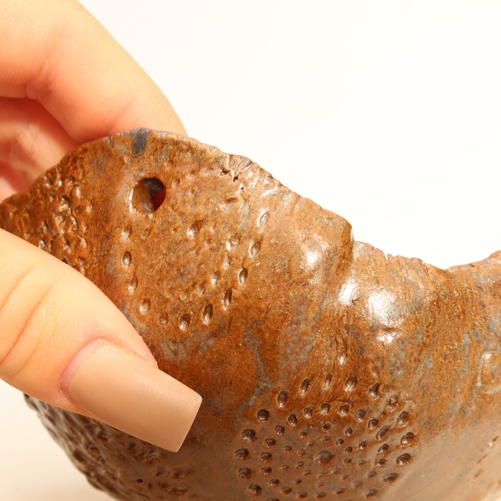 Keramická škrupina na kokedamu 12,5 x 12 x 7,5 cm, farba hnedá