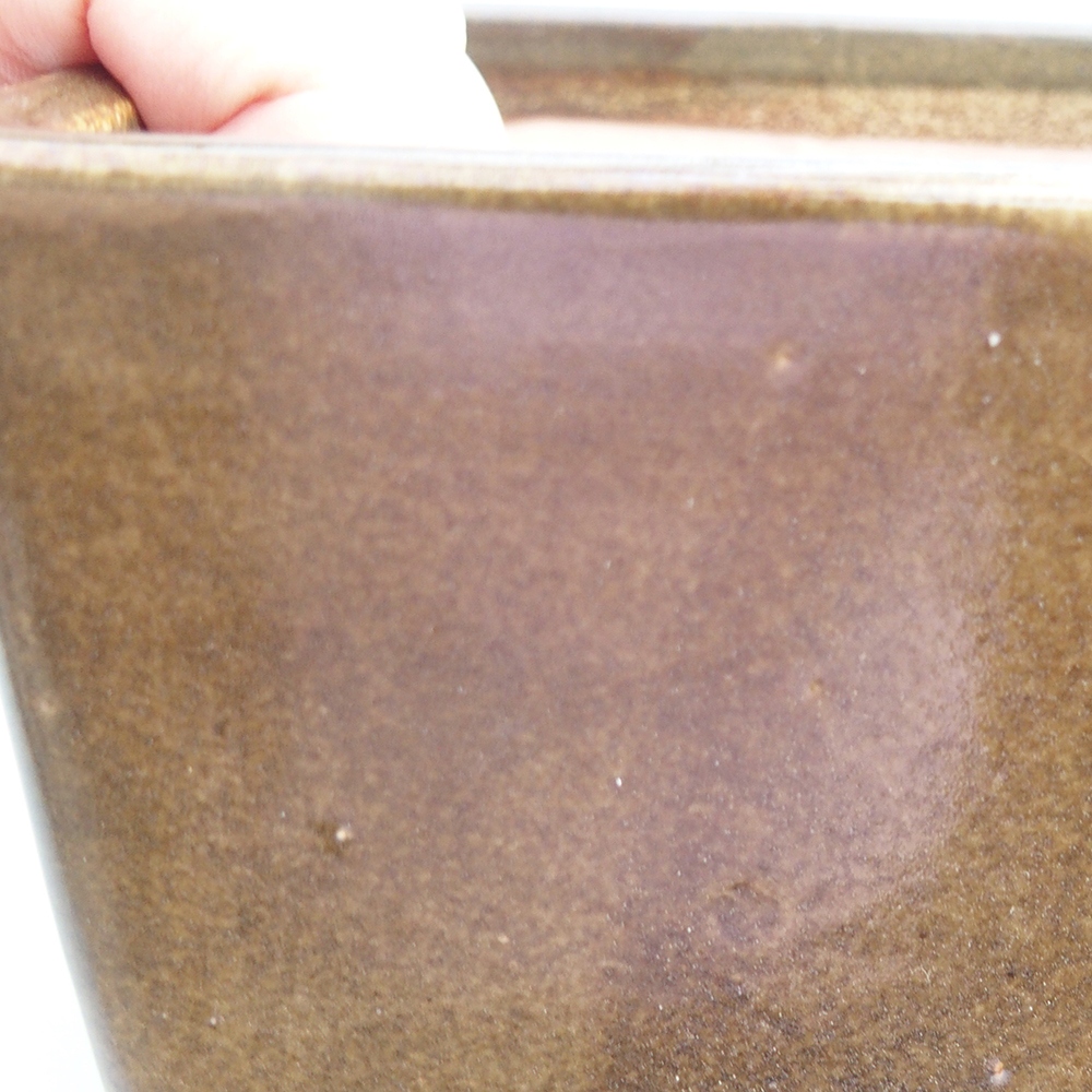 Keramická bonsajová miska 15 x 15 x 10,5 cm, farba hnedo-zelená