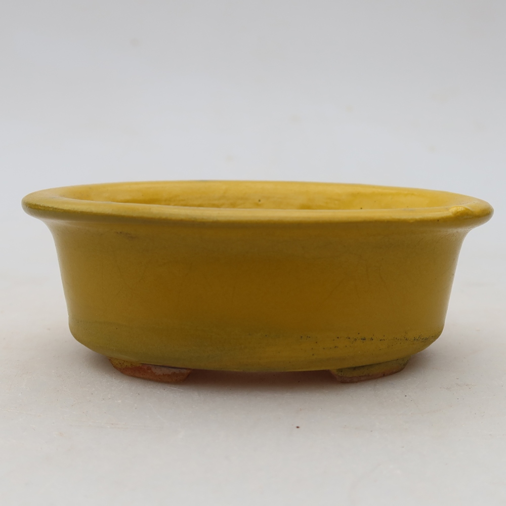 Keramická miska na bonsaje 9,5 x 6,5 x 3 cm, farba žltá