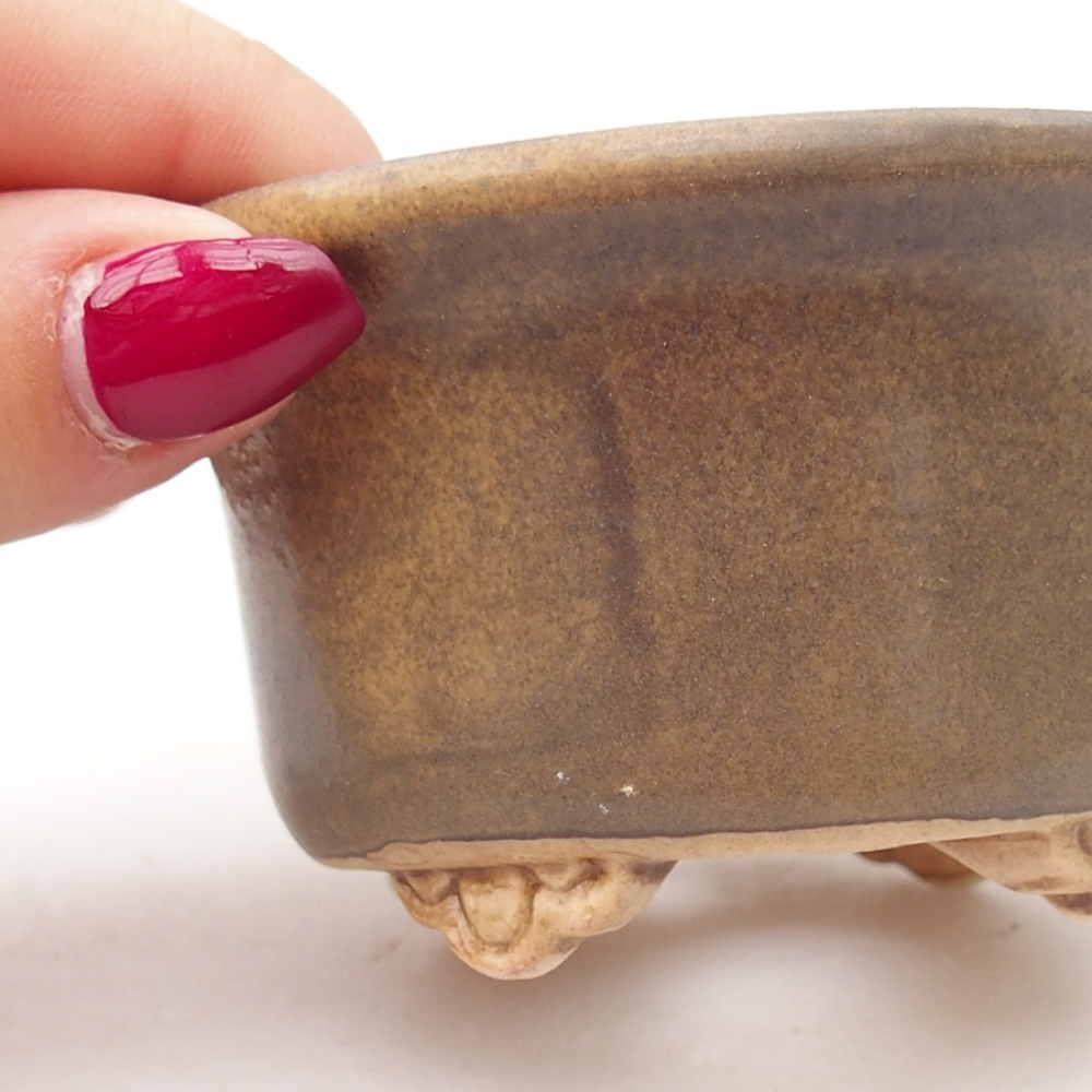 Keramická bonsai miska 9 x 9 x 3,5 cm, farba hnedá