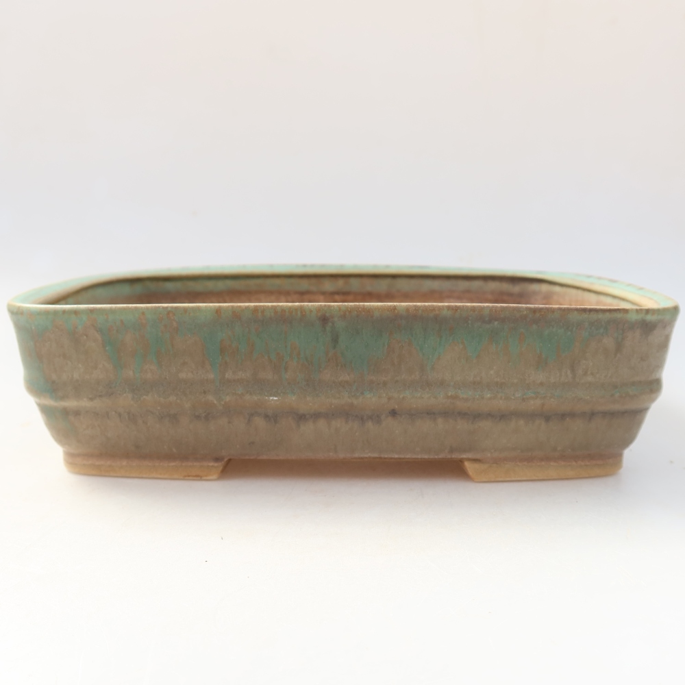 Keramická miska na bonsaje 22,5 x 18 x 6 cm, farba zelená