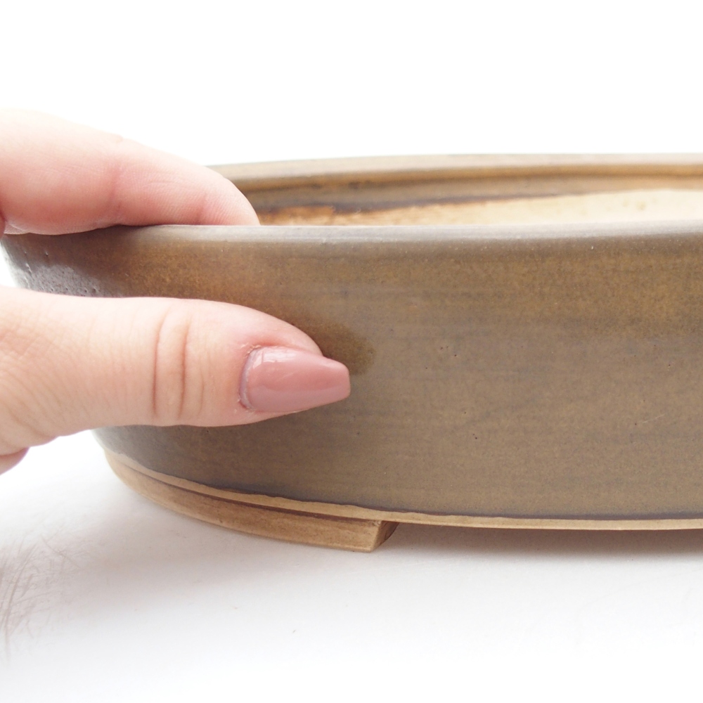 Keramická miska na bonsaje 31,5 x 27,5 x 6 cm, hnedá