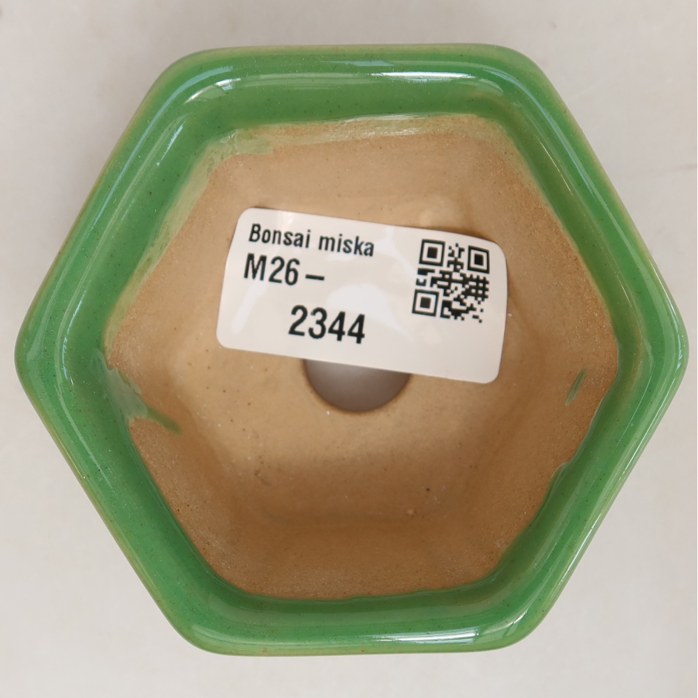 Keramická miska na bonsaje 7,5 x 7 x 4 cm, farba zelená