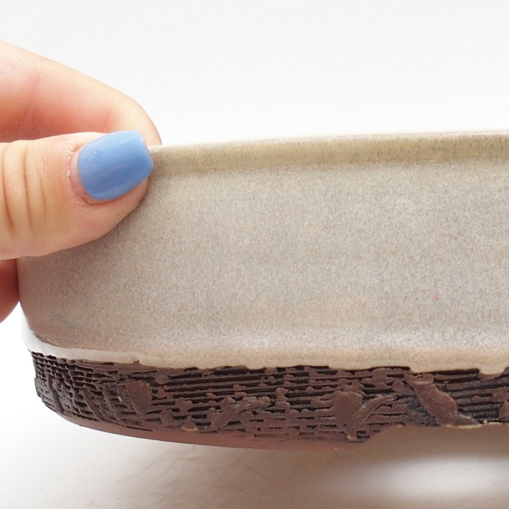 Keramická bonsai miska 22 x 22 x 5,5 cm, farba béžová