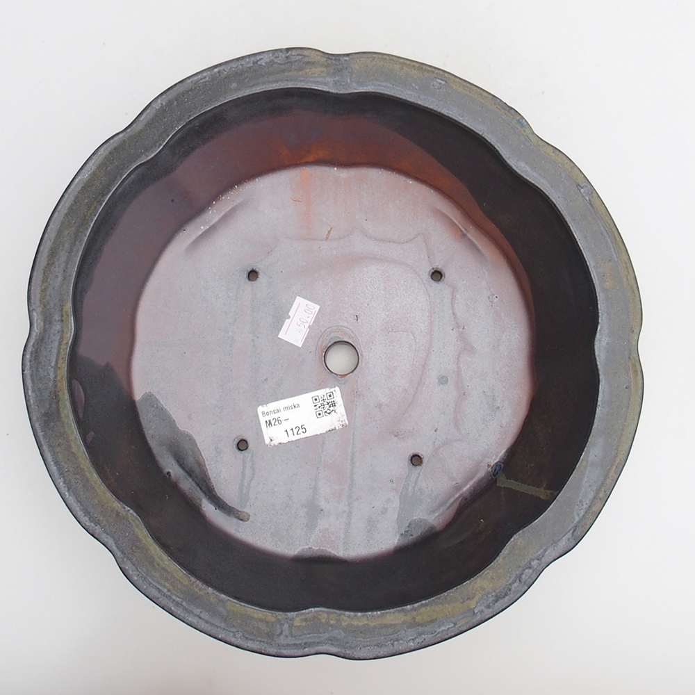 Keramická miska na bonsaje 26 x 26 x 8 cm, sivozelená