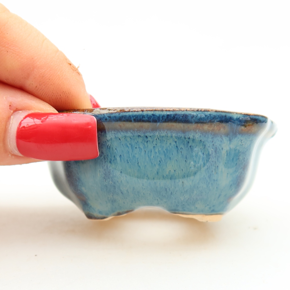 Keramická miska na bonsaje 6,5 × 6,5 × 2,5 cm, farba modrá