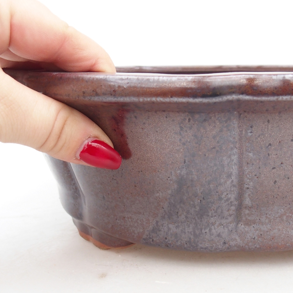 Keramická miska na bonsaje 26,5 x 26,5 x 8,5 cm, hnedá