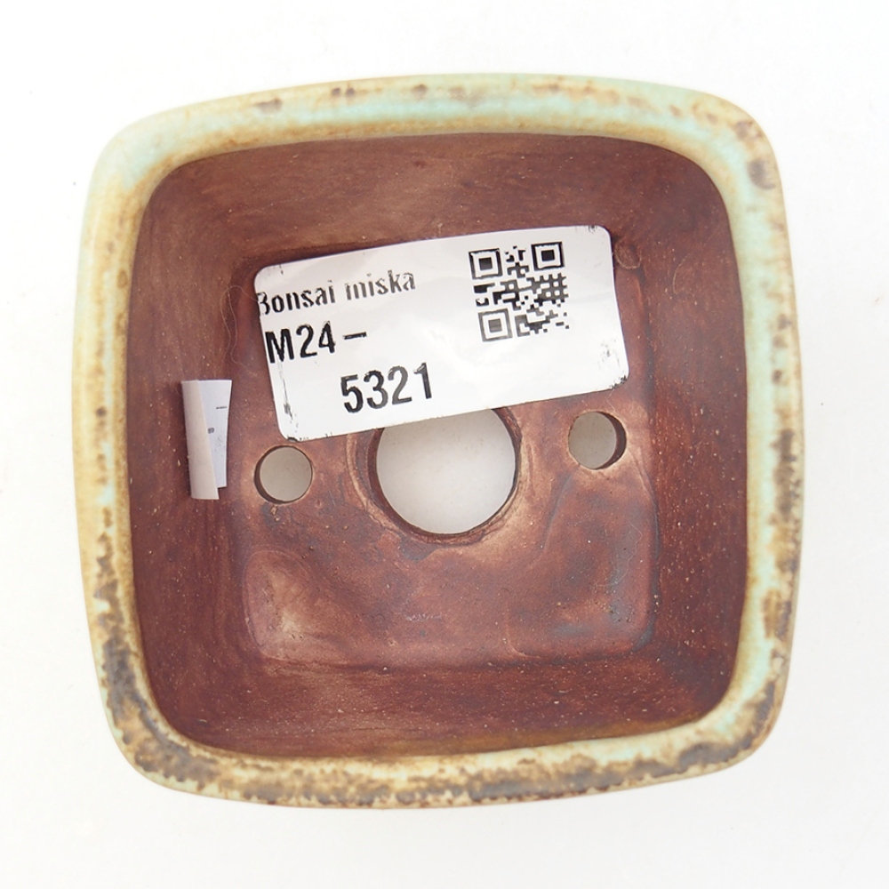 Keramická bonsai miska 6 x 6 x 4,5 cm, farba zelená