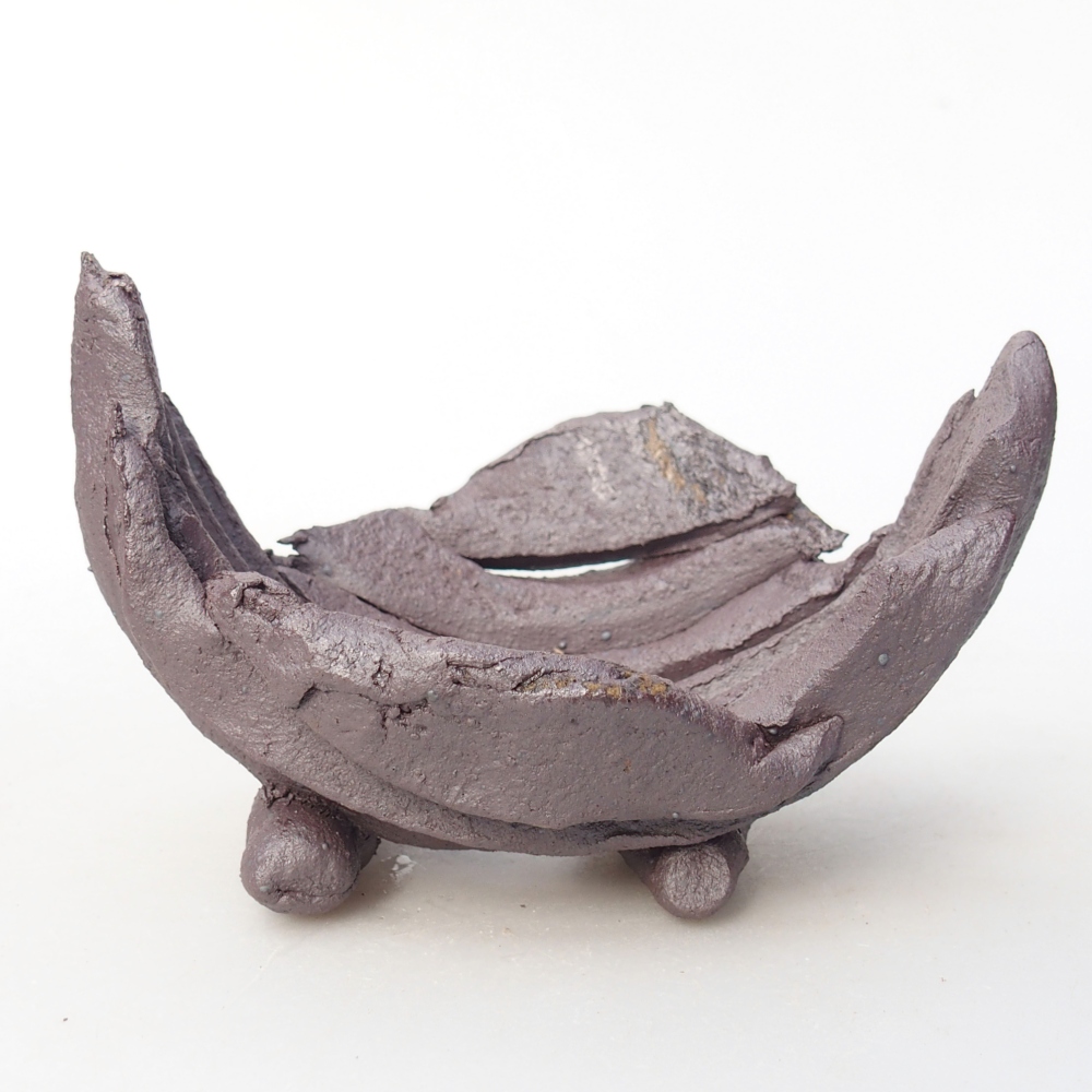 Keramická mušľa 10 x 7,5 x 7 cm , kovová farba