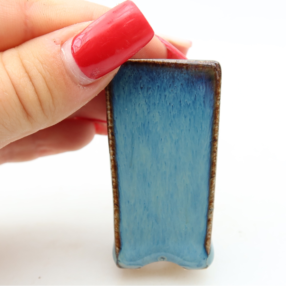 Keramická miska na bonsaje 3 x 3 x 5,5 cm, farba modrá