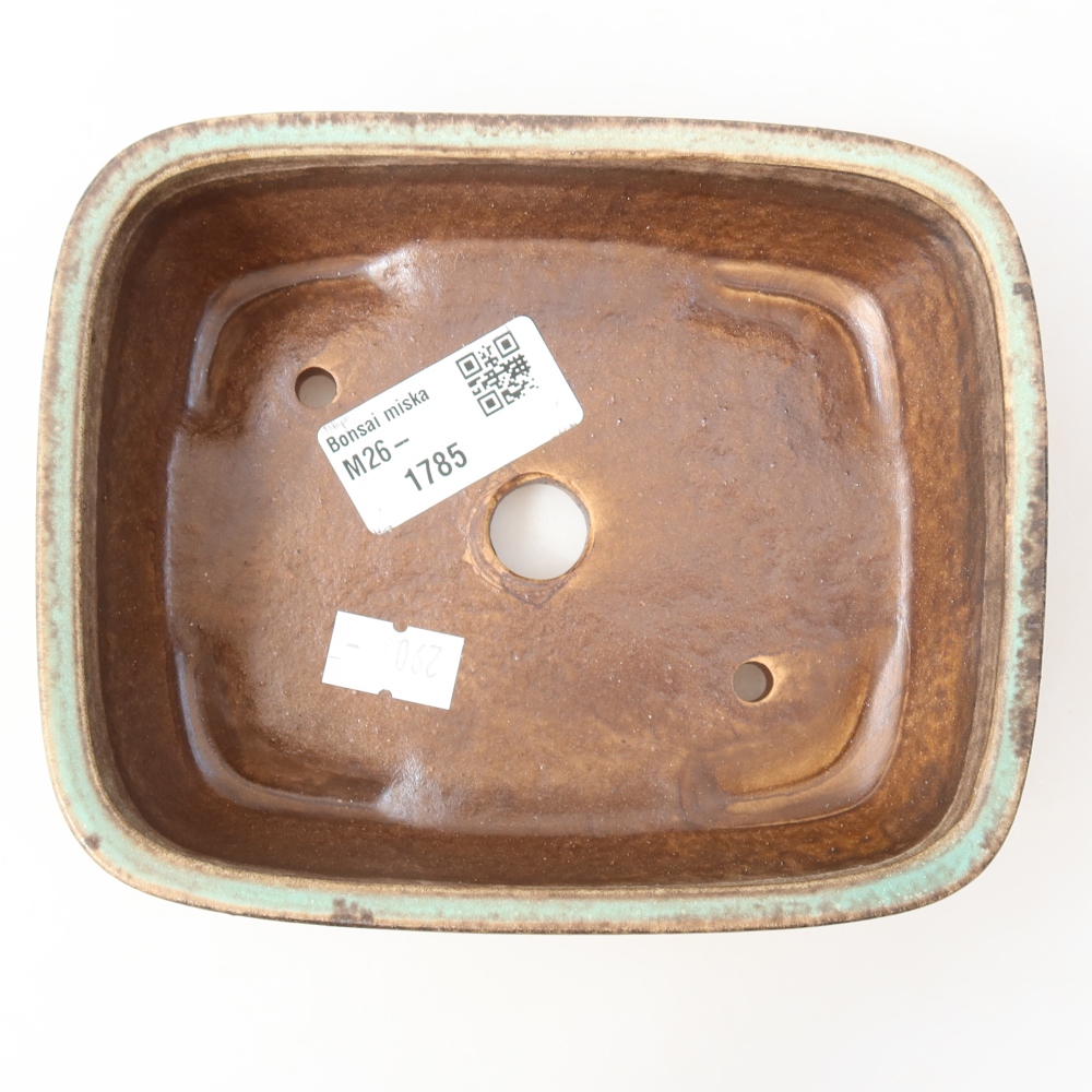Keramická miska na bonsai 14,5 x 11,5 x 4,5 cm, farba zelená