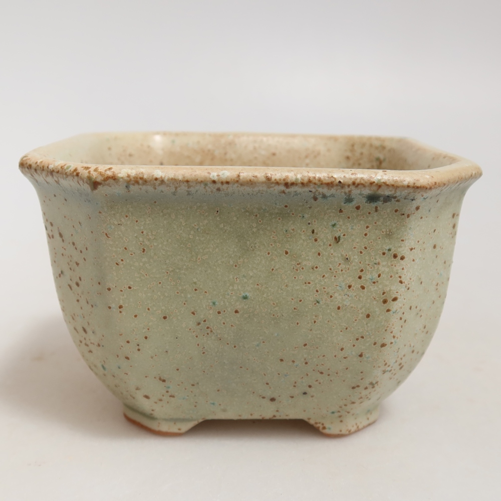 Keramická miska na bonsaje 10 x 10 x 6,5 cm, farba zelená