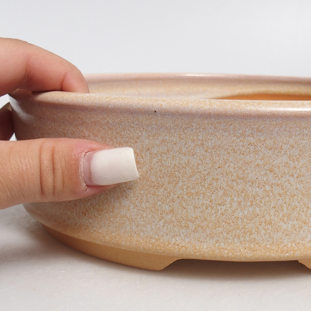 Keramická miska na bonsaje 20,5 x 20,5 x 6 cm, farba béžová