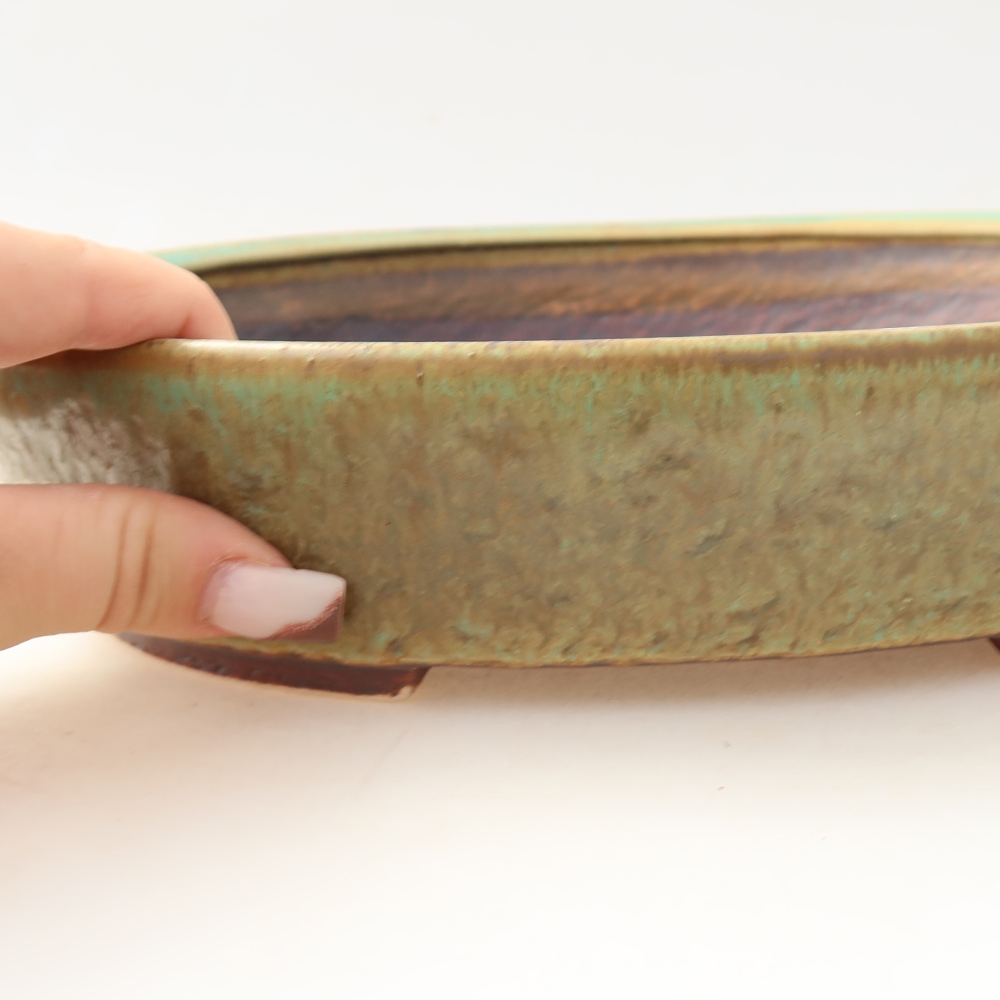 Keramická bonsajová miska 27 x 24 x 6 cm, zelená