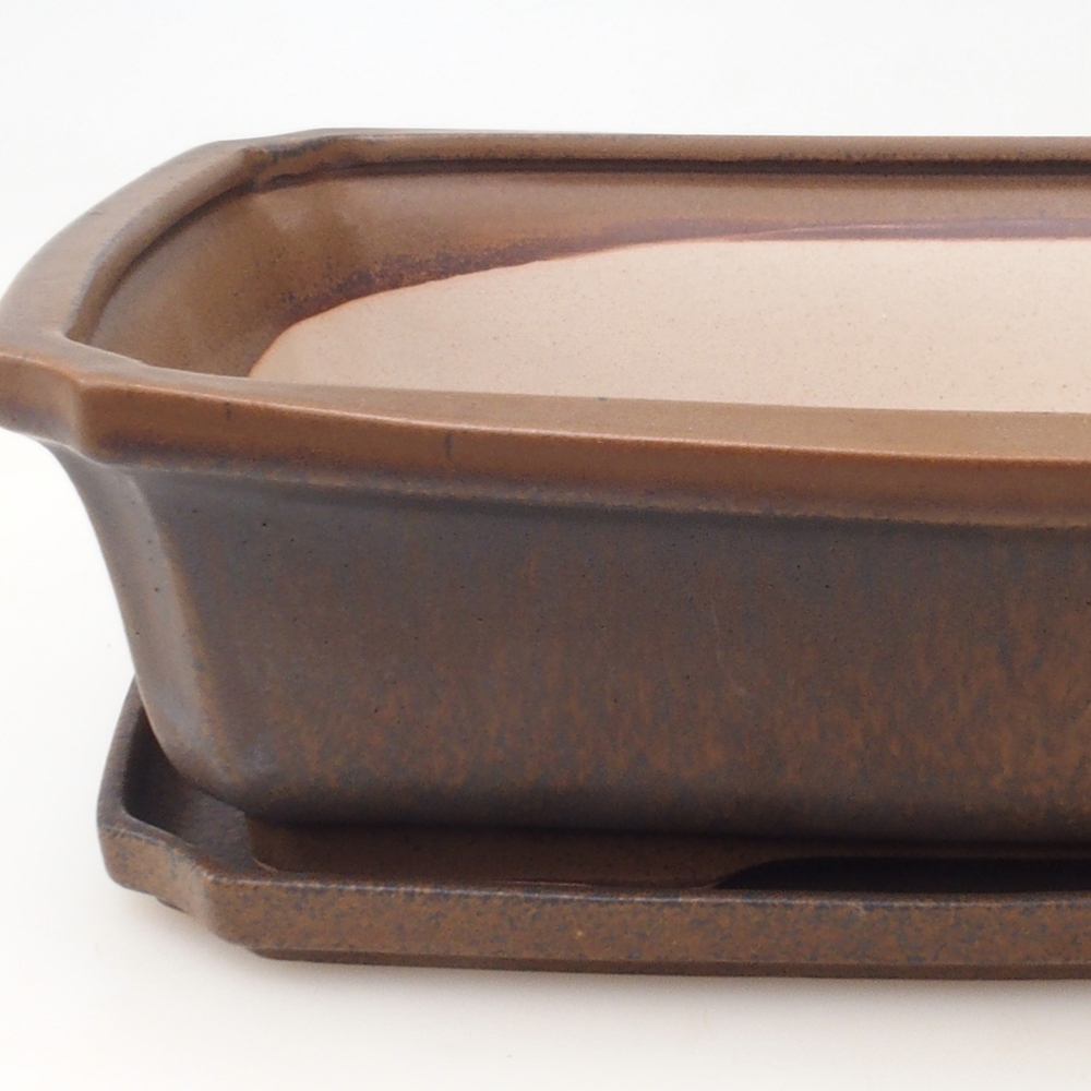 Bonsai miska + podmiska H07 – 30 x 20,5 x 8 cm. - hnedá