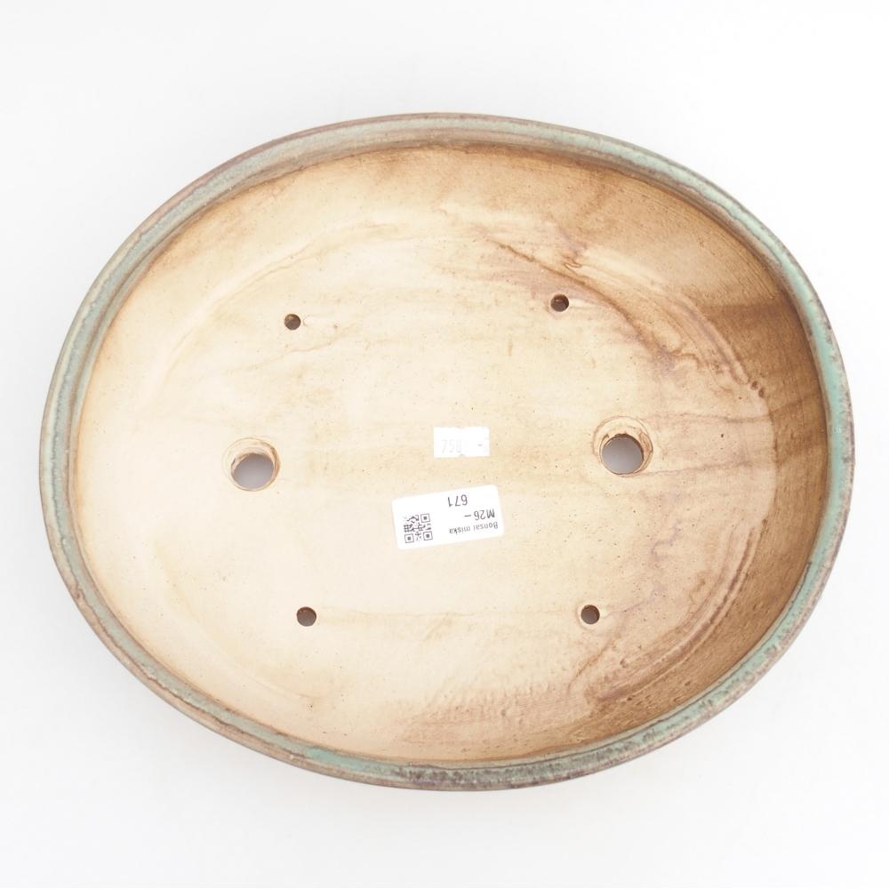 Keramická bonsajová miska 25 x 20 x 7,5 cm, zelená