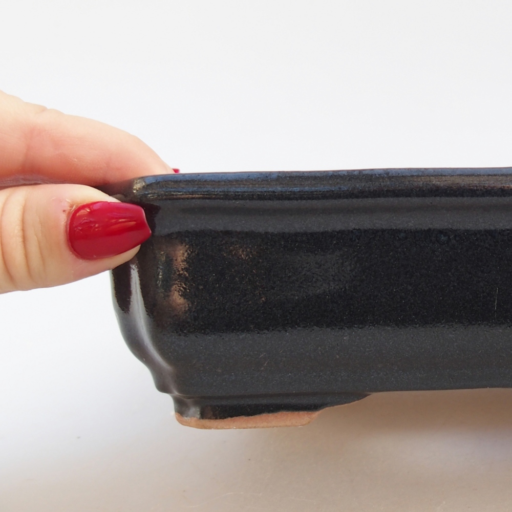 Keramická bonsajová miska 18 x 13,5 x 5 cm, farba čierna