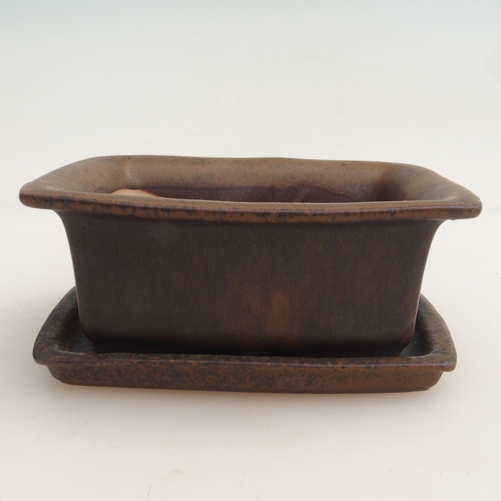 Bonsai miska + podmiska H11 – 11,5 x 10 x 4 cm. - hnedá