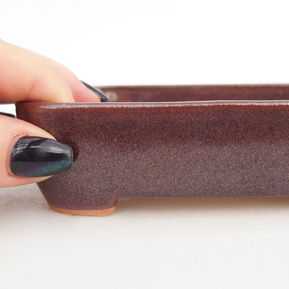 Keramická miska na bonsaje 12,5 x 9,5 x 3,5 cm, hnedá