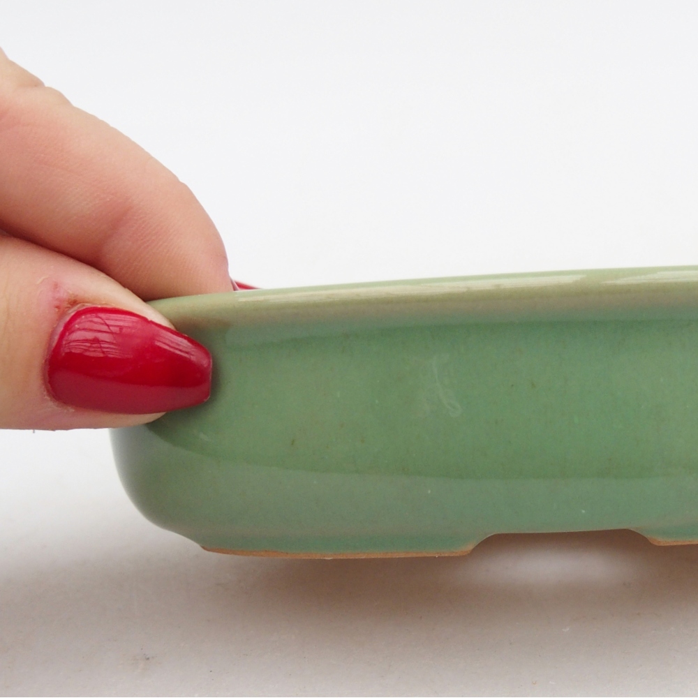 Keramická miska na bonsaje 12 x 8,5 x 3 cm, zelená